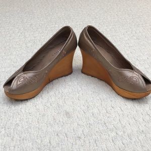 Bronze Leather Wedges